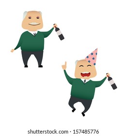 Elderly man set doing actions for use in advertising, presentations, brochures, blogs, documents and forms, etc.