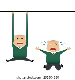 Elderly man set doing actions for use in advertising, presentations, brochures, blogs, documents and forms, etc.