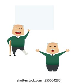 Elderly man set doing actions for use in advertising, presentations, brochures, blogs, documents and forms, etc.