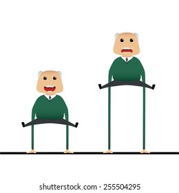 Elderly man set doing actions for use in advertising, presentations, brochures, blogs, documents and forms, etc.