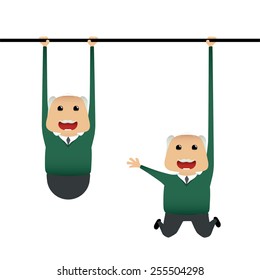 Elderly man set doing actions for use in advertising, presentations, brochures, blogs, documents and forms, etc.