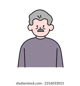 Elderly Man, Simple Style Vector illustration.