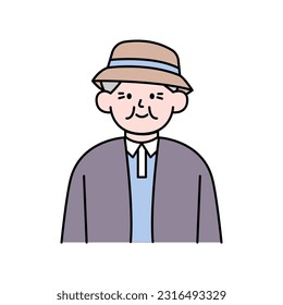 Elderly Man, Simple Style Vector illustration.