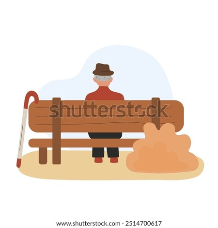An elderly man sitting on a bench