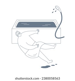 An elderly man slipping in the bathroom.