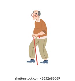 Elderly man standing with cane vector