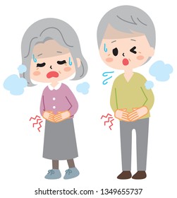 Elderly man with a stomachache