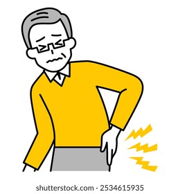 Elderly man suffering from back pain