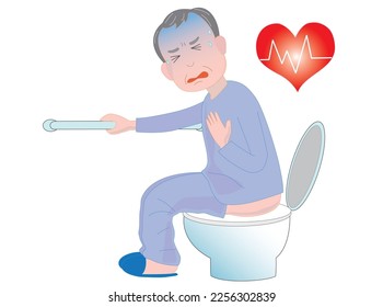 Ancianos que sufren de infarto mientras usan inodoro.