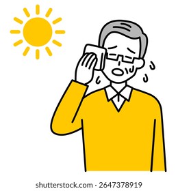 Elderly man suffering from heat stroke
