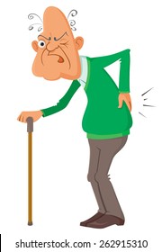elderly man suffering from a  pain, vector illustration