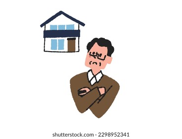  Elderly man thinking about his home