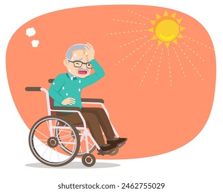 elderly man thirsty from heat of the summer sun.older feels so thirsty because of hot weather