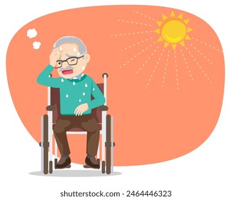 elderly man thirsty from heat of the summer sun.older feels so thirsty because of hot weather