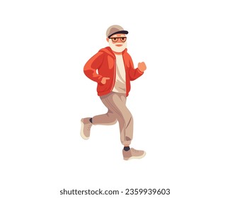 
Un anciano en un traje de seguimiento está corriendo, ilustración vectorial