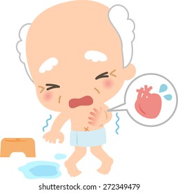 Elderly man tremble in bathroom