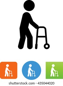 Elderly Man Walking With The Assistance Of A Walker Icon