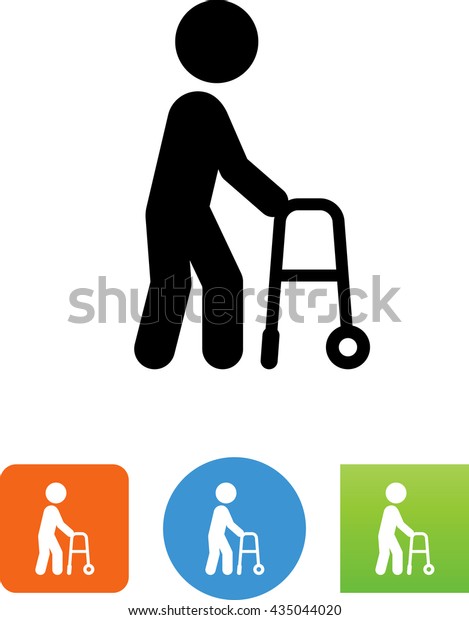 Elderly Man Walking Assistance Walker Icon Stock Vector (Royalty Free ...