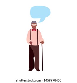 elderly man with walking stick