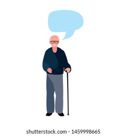 elderly man with walking stick