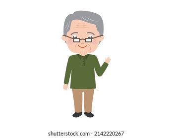 Elderly Man Waving His Hand