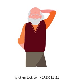 elderly man wearing stylish clothes vector illustration design