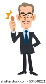An elderly man wearing a suit praises