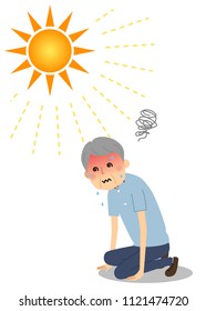 Elderly man who develops a heatstroke