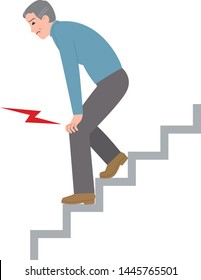 Elderly Man Who Got Knee Pain When Going Down The Stairs
