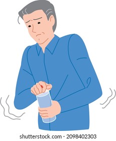 An Elderly man who has a weak grip and cannot open a PET bottle cap 