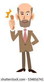 An elderly man who thumbs up