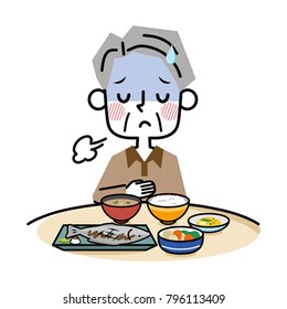 An elderly man without appetite.