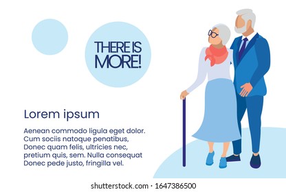 Elderly Man and Woman with Cane on White Background. Insurance Policy. Vector Illustration. Reliable Protection. Advertising Image. Halp Insurance Company. Insurance Program for Elderly.