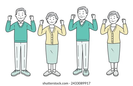 Elderly man and woman doing fist pump with both hands
