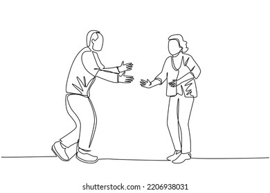 An elderly man and an elderly woman walk face to face while preparing to hug. meet again after a long time apart. happy grandpa and grandpa. happiness in old age, can gather like when I was young.
