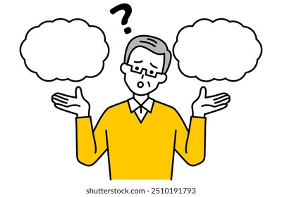 Elderly man wondering between two options