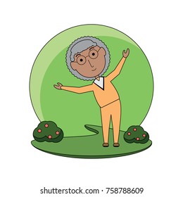 elderly man working out icon over white background colorful design vector illustration