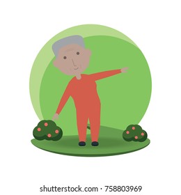 elderly man working out icon over white background colorful design vector illustration