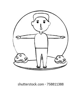 elderly man working out icon over white background vector illustration