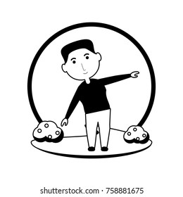 elderly man working out icon over white background vector illustration