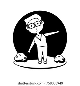 elderly man working out icon over white background vector illustration