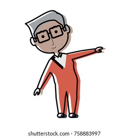 elderly man working out icon over white background colorful design vector illustration