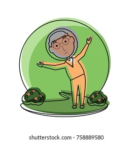 elderly man working out icon over white background colorful design vector illustration