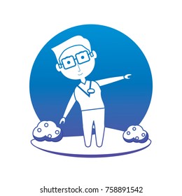 elderly man working out icon over white background vector illustration