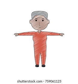 elderly man working out icon over white background colorful design vector illustration