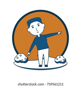 elderly man working out icon over white background colorful design vector illustration