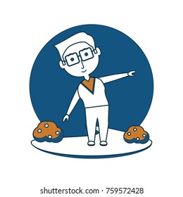 elderly man working out icon over white background colorful design vector illustration