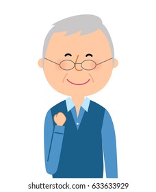 Elderly man,Be pleased