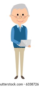 Elderly man,Laptop