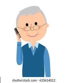 Elderly man,Phone